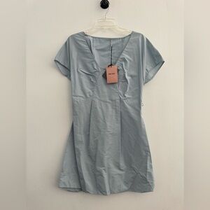 MIU MIU NEW with TAGS Light Blue crepe dress with belt versatile use SIZE 42